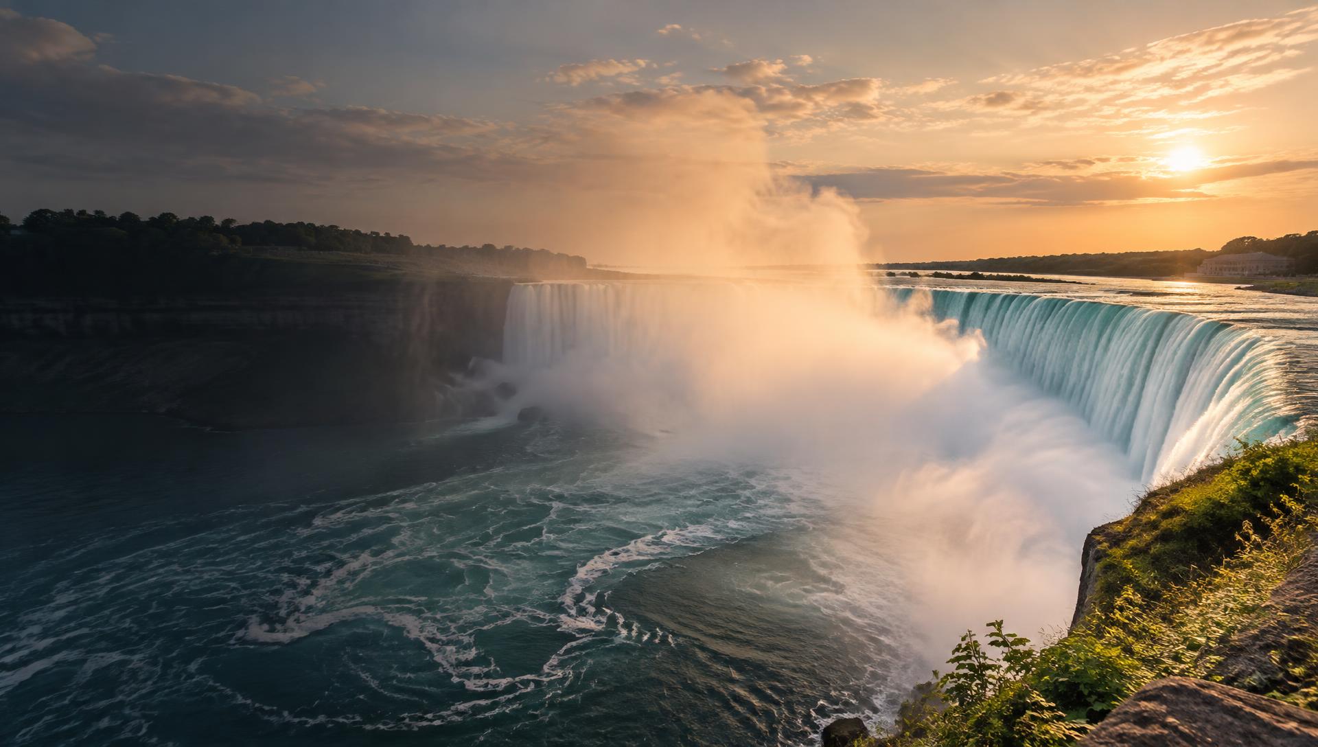 Horseshoe Falls in Niagara Falls, Ontario at sunset