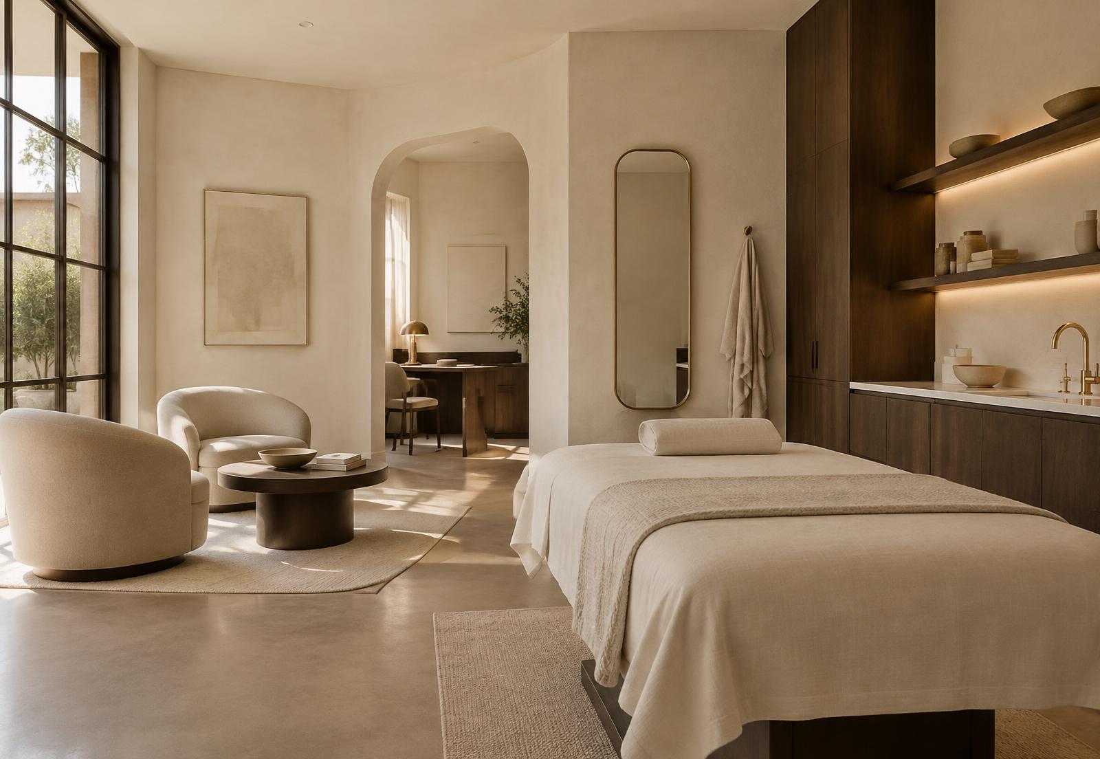 Warm, refined treatment room at Vitalé Wellness Studio